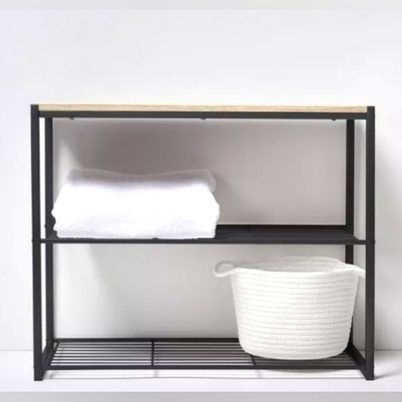 ☆NIB☆3 Tier "BRIGHTROOM" Large Multi-Use black metal Shoe Rack Natural Wood Top☆ - Picture 8 of 13